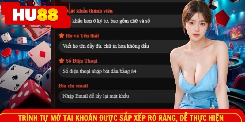Trình tự mở tài khoản được sắp xếp rõ ràng, dễ thực hiện
